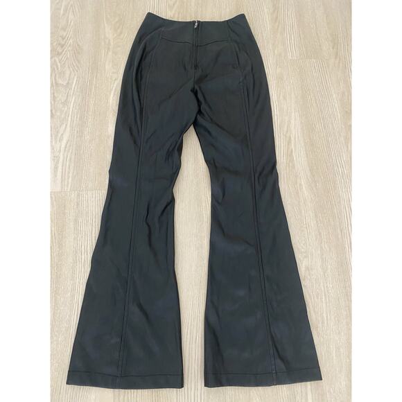 Free People We The Free Real Deal Slit Leather Flare Leg Pants 28 Black Retro - Picture 8 of 16